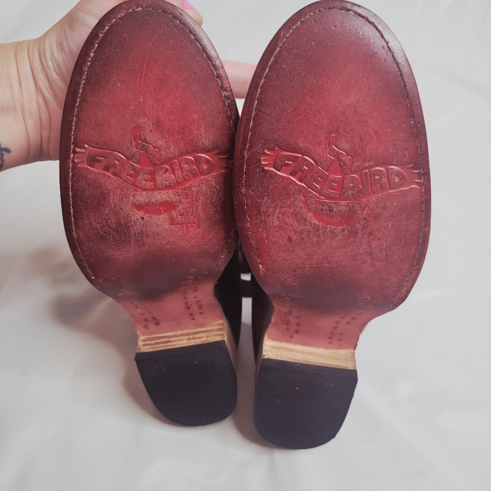 *SALE* Freebird by Steven Maribel Distressed Brown Leather Ankle Booties Moto 7 - Picture 9 of 13